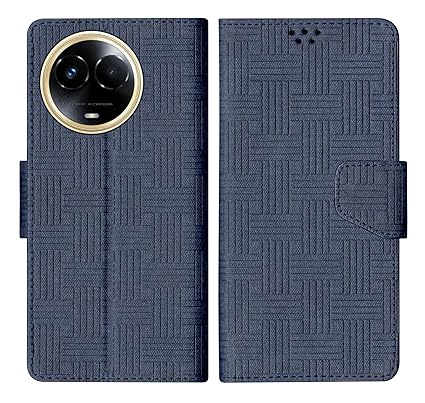 SBMS Realme 11 5G/Realme C67 5G/Realme 11X 5G/Realme Narzo 60X 5G Flip Cover Back Cover Case with Magnatic Closure | Inbuilt Stand | Card & Money Pocket (Mat Blue)