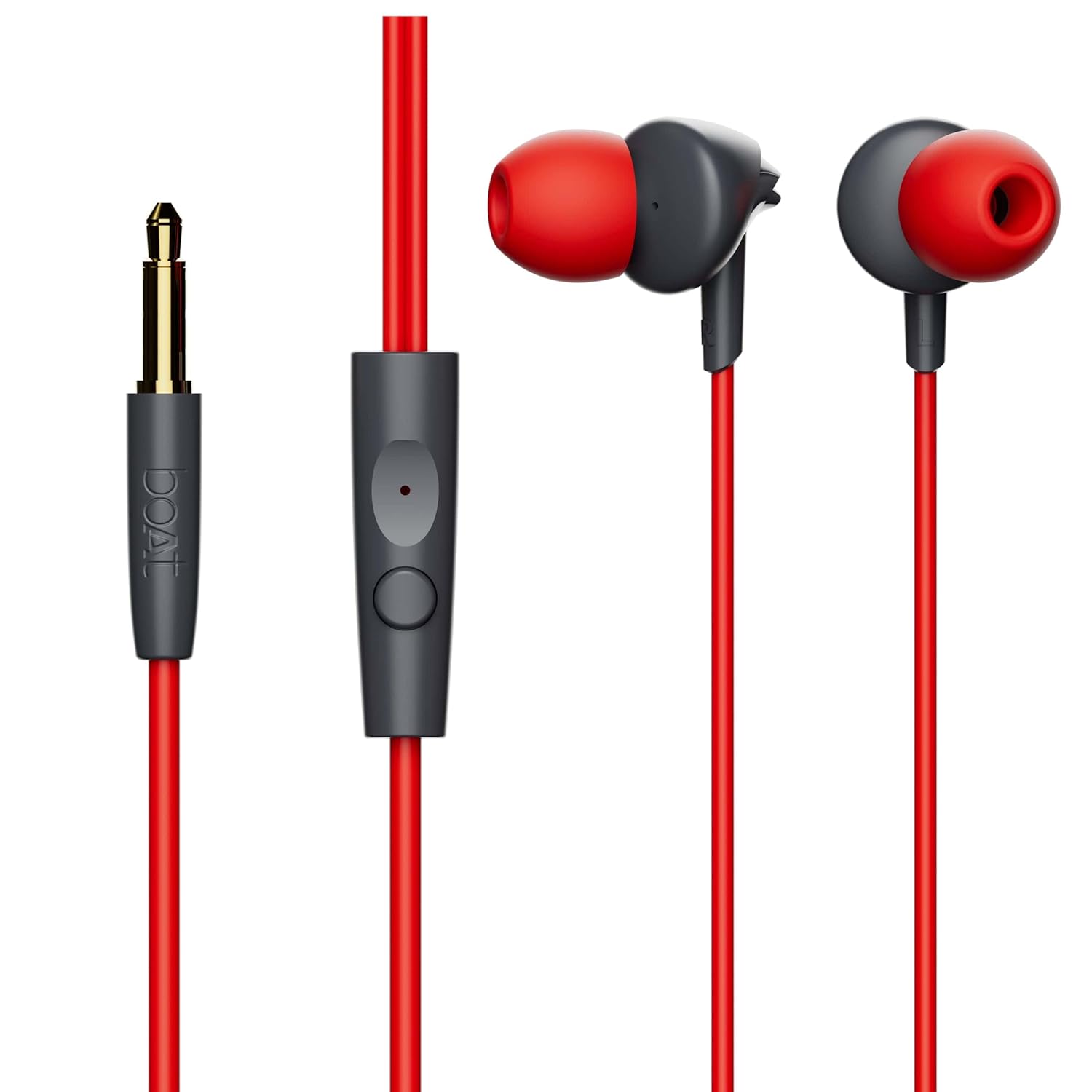 boAt Bassheads 100 in Ear Wired Earphones with Mic(Furious Red)