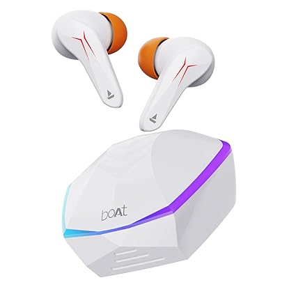 boAt Immortal 121 in Ear TWS Earbuds with Beast Mode(40ms Low Latency) for Gaming, 40H Playtime, Blazing LEDs, Quad Mics ENx Signature Sound, ASAP Charge(10 Mins= 180 Mins)(White Sabre)