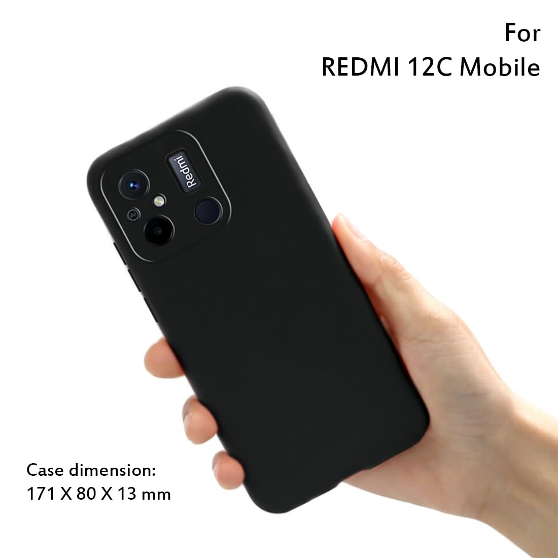 PTron Basic Case for Redmi 12C (Silicone_Black)