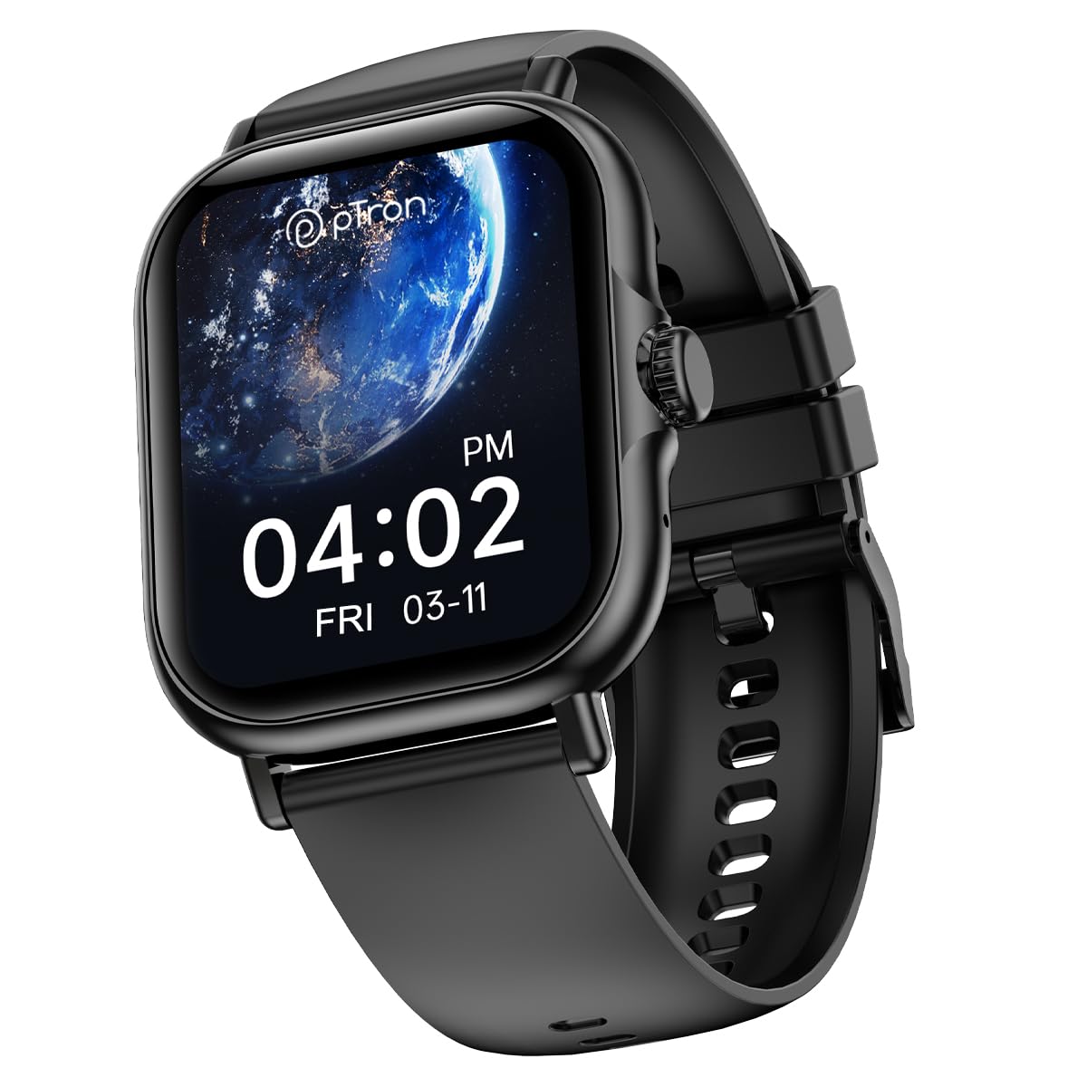 pTron Newly Launched Reflect Callz 2.01" Smartwatch with Bluetooth Calling, Full Touch Square Display, 600 NITS, Functional Crown, 100+ Watch Faces, HR,...