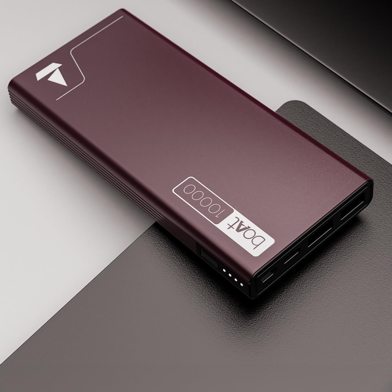 boAt Energyshroom PB300 Powerbank with 10000mAh Battery, 22.5w Fast Charging, 12-Layer Smart IC Protection, LED Indicators and Aluminum Alloy Casing(Burgundy)